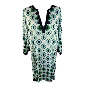 Capatee Made with Love Geometric Green Navy Blue Dress Tunic -Size XL Womens